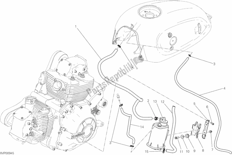 Todas as partes de Vasilha De Tubo De Ar Quente do Ducati Scrambler Classic Thailand USA 803 2016